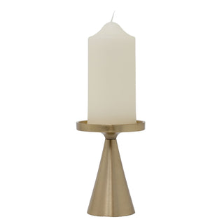 Gold Metal Candle Holder for Pillar Candles | Modern Brass Effect Candlestick
