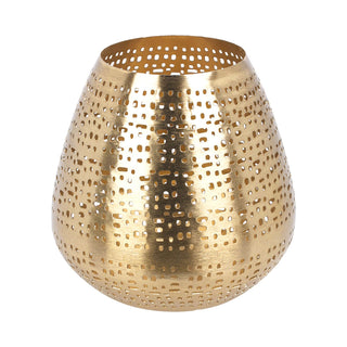 Matt Gold Tealight Candle Holder | Antique Style Metal Candle Lantern - 15cm