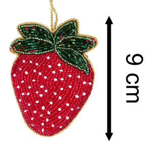 Raspberry Beaded Christmas Tree Bauble | Colourful Fruit-shaped Tree Ornaments