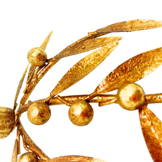 Antique Gold Sprig & Berry Candle Holder, Gisela Graham Christmas 17cm