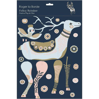 Large Folksy Reindeer Pop & Slot Decoration | Colourful 3D Christmas Reindeer