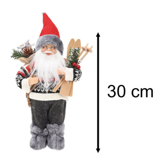 Grey Nordic Santa Claus Figurine | Standing Father Christmas Ornament - 30cm