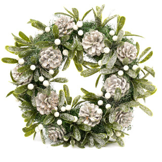 34cm Traditional Christmas Wreath Pine Cone And Mistletoe Decoration | Christmas Door Wreath Xmas Wreath | Christmas Decorations - Design Varies One Supplied