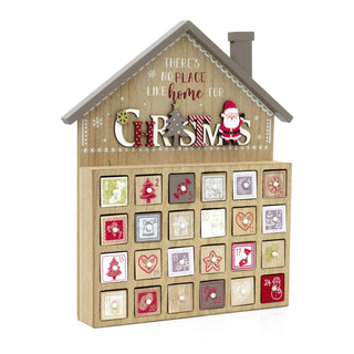 Wooden House Christmas Advent Calendar | Santa Fill Your Own Calendar - 31x35cm