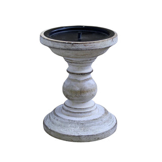 Traditional Wooden Candlestick - Handcrafted Wood Candle Stick Holder - Whitewashed