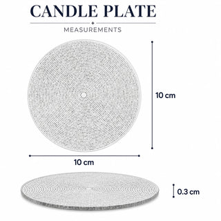 Silver Glitter Candle Coaster, 10cm Glass Candle Plate for Pillar Candles
