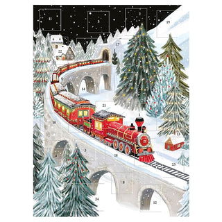 Xmas Train on a Viaduct Christmas Advent Calendar, Snowy Steam Train Scene