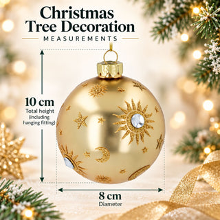 Gold Celestial Glass Christmas Bauble | Sun, Moon & Stars, Gisela Graham 8cm