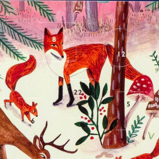 Woodland Friends - Christmas Advent Calendar Greetings Card & Envelope