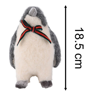 Cosy Wool Penguin Ornament | Adorable Grey Christmas Penguin with Bowtie - 18cm