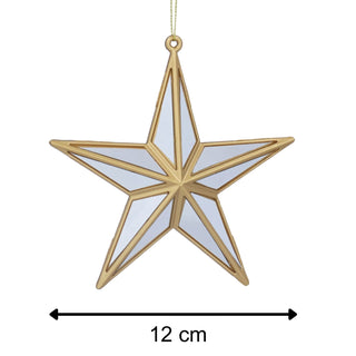 Mirrored Star Bauble | Gold & Silver Star Christmas Tree Ornament - 12cm