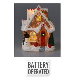 Gingerbread LED Christmas House | Christmas Village Festive Light-up House 10cm