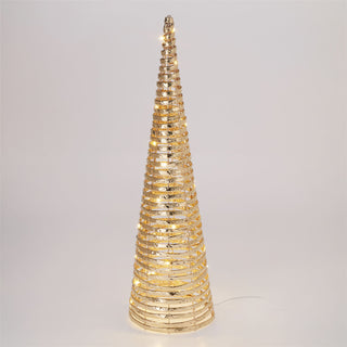 Gold LED Cone Tree Ornament 60cm, 40 Warm White Lights Battery Operated