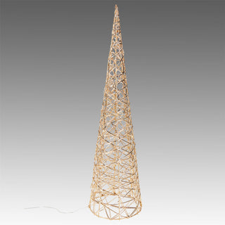 Gold LED Cone Christmas Tree Decoration 60cm, Battery Operated Timer