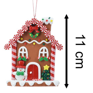 Gingerbread House Christmas Bauble | Candy Cane House Tree Ornament - 11cm