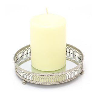 Silver Effect Mirror Tealight Candle Tray Plate 20Cm