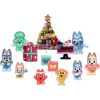 Bluey Fuzzies Christmas Advent Calendar, 24 Gifts with 8 Fuzzy Mini Figures