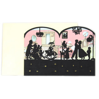 Deluxe Silhouette Mini Advent Calendar Christmas Card Tealight Lantern - Victorian House