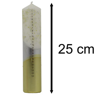 The Colour Emporium Gilded Silver Hand-dipped Christmas Advent Pillar Candle