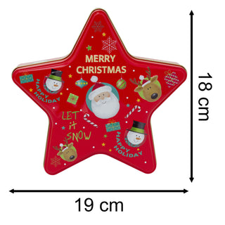 Red Star Christmas Tin Storage Boxes | Cookie Biscuit Tin Star Gift Box 19cm
