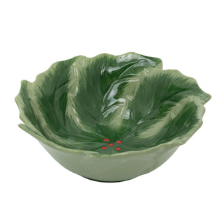 Reactive Glaze Holly Foliage Christmas Bowl | Festive Ceramic Bowl - 220ml