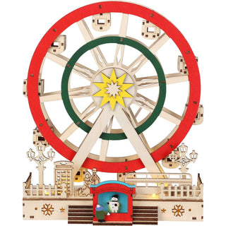 Christmas LED Ferris Wheel Ornament | Light-up Big Wheel Spinning Decoration