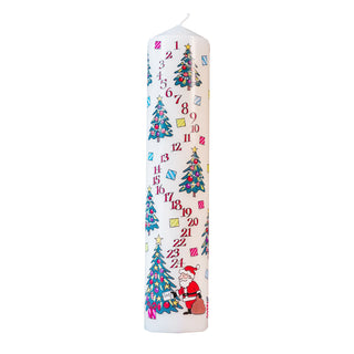 Traditional Countdown To Christmas Advent Candle | Christmas Tree Design Pillar Advent Candle With Numbers | Advent Christmas Candle Festive Pillar Candle