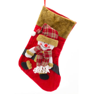 3D Plush Christmas Stocking Xmas Stockings | Festive Adult Christmas Stocking | Kids Christmas Stocking Fireplace Decorations - Snowman