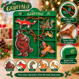 The Gruffalo & Friends Set of 5 Wooden Christmas Tree Decorations, Gisela Graham