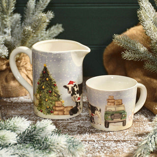 Christmas on the Farm Ceramic Jug | Festive Stoneware Jug with Farm Animals