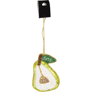 Pear Beaded Christmas Tree Bauble | Colourful Fruit-shaped Tree Ornaments