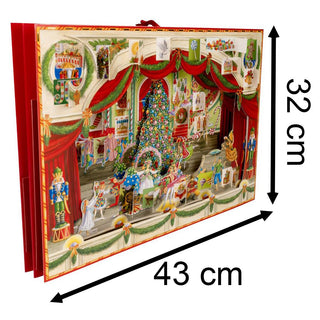 3D Ballet Christmas Advent Calendar - Glittered Pop-Up Theatre with 24 Doors - 43x32cm