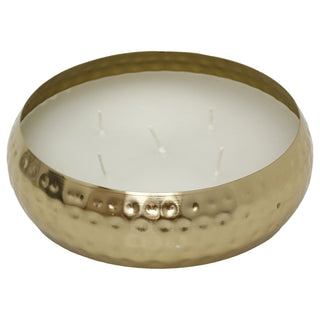 Hammered Gold 5 Wick Candle In Metal Holder, Unscented White Wax, 17.5 cm