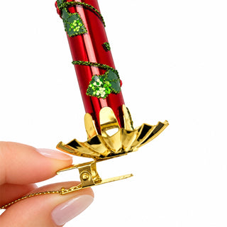 Set Of 2 Glass Clip On Christmas Candle Tree Decorations, Gisela Graham 13cm