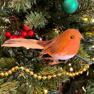 Clip on Robin Decoration | Christmas Tree Robin Ornament with Silver Clip