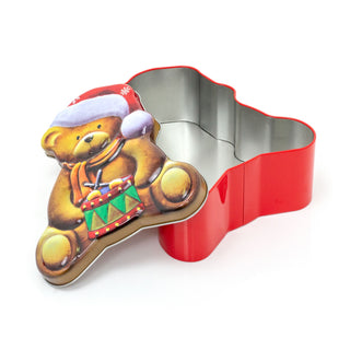 Charming Christmas Storage Tin With Festive Designs for Sweets Treats Surprises - Teddy Bear