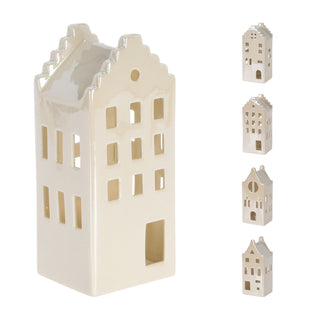 15cm White Ceramic LED Christmas House | Light-Up Ornament | Design Varies