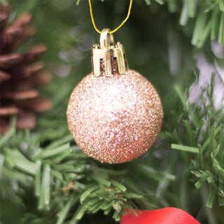 24 Piece Gold And Pink Mini Christmas Baubles | Christmas Tree Decorations | Gold Xmas Baubles Christmas Decor