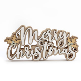 Merry Christmas Wooden Word Block | Festive Freestanding Wooden Letter Sign 22cm