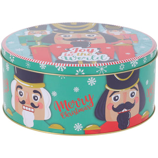 Set of 3 Christmas Storage Tins | 3-piece Nutcracker Round Kitchen Nesting Tins