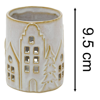 Round House Design Tealight Candle Holder, 9.5cm Ceramic Christmas Decoration