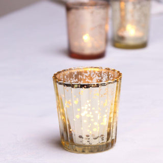 Gold Mercury Effect Glass Tealight Holder | Gold Speckled Tealight Holder | Glass Candle Holder Candle Pot