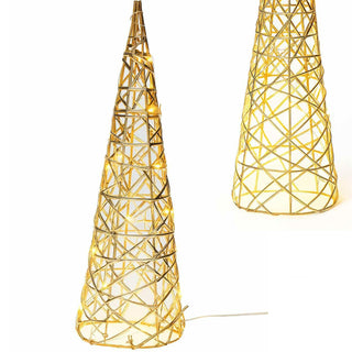Gold LED Cone Christmas Tree Decoration 40cm, Battery Operated Timer