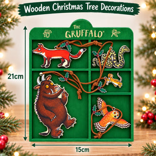 The Gruffalo & Friends Set of 5 Wooden Christmas Tree Decorations, Gisela Graham