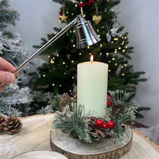 Silver Metal Bell Candle Snuffer | Long Handle Candle Wick Extinguisher - 20cm