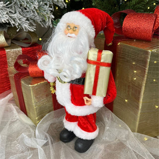 Traditional Red Father Christmas Figure | Standing Santa Claus Ornament - 30cm