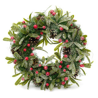 34cm Traditional Christmas Wreath Pine Cone And Mistletoe Decoration | Christmas Door Wreath Xmas Wreath | Christmas Decorations - Design Varies One Supplied