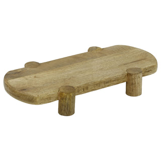 Mango Wood Serving Platter, Natural Raised Cheese Board with Feet 35 x 18 cm