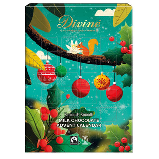 Divine Milk Chocolate Christmas Advent Calendar, Fairtrade Cocoa & Hearts