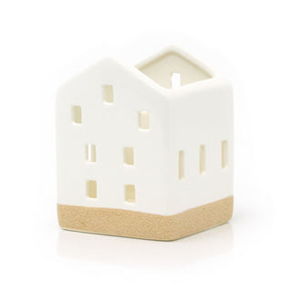 Ceramic House Shaped with Natural Base | Christmas Tealight Candle Holder